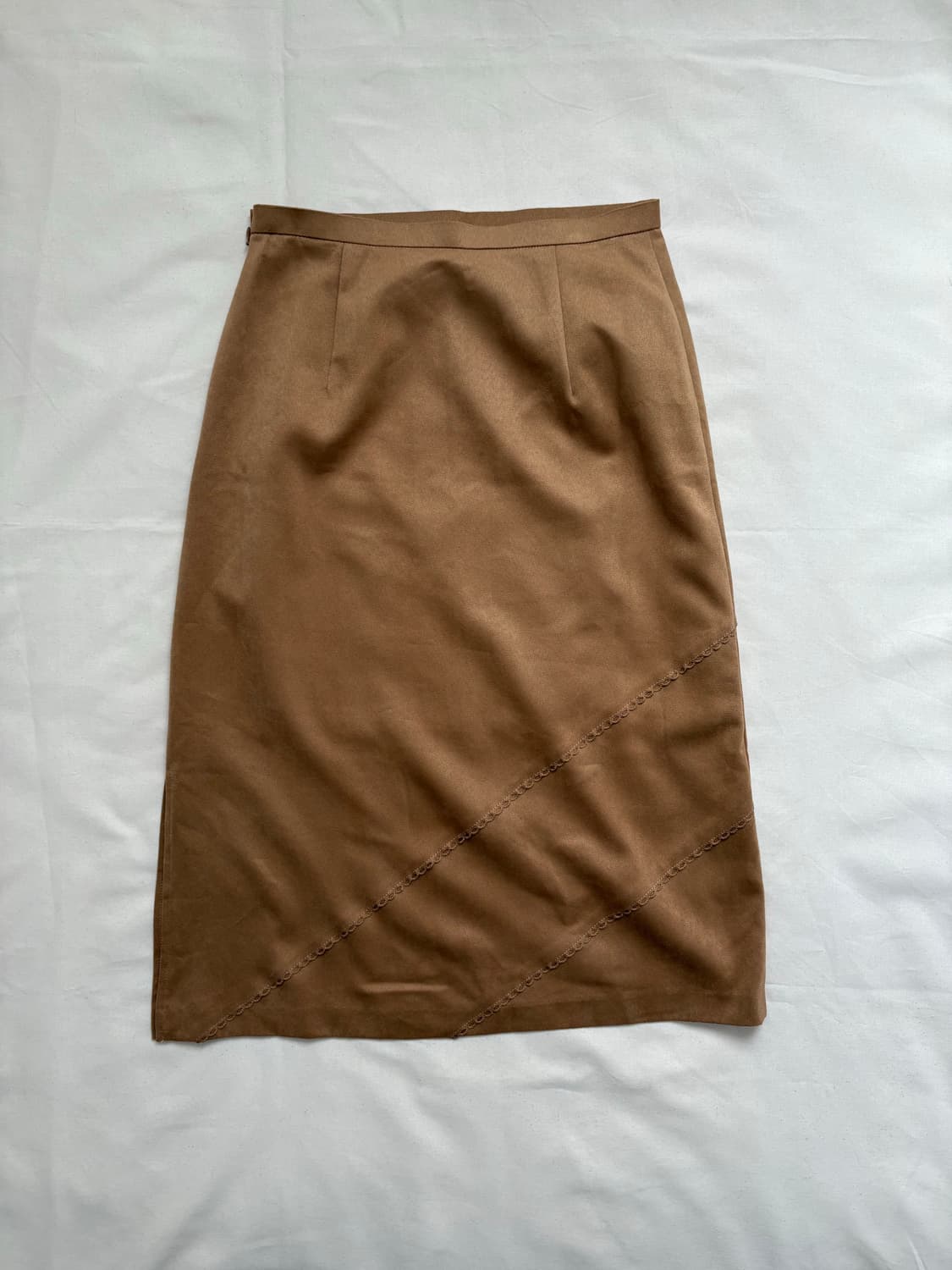 vintage camel fake suede skirt  상품이미지5