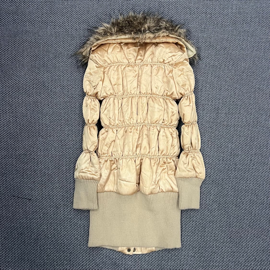 빈티지 갸루 퍼카라 롱 경량패딩 상품이미지4