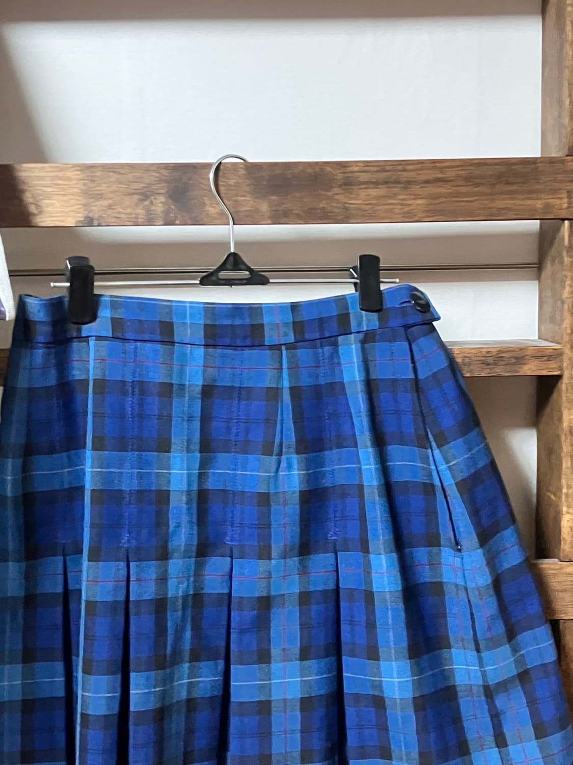 빈티지 블루 체크 플리츠 스커트 상품이미지1