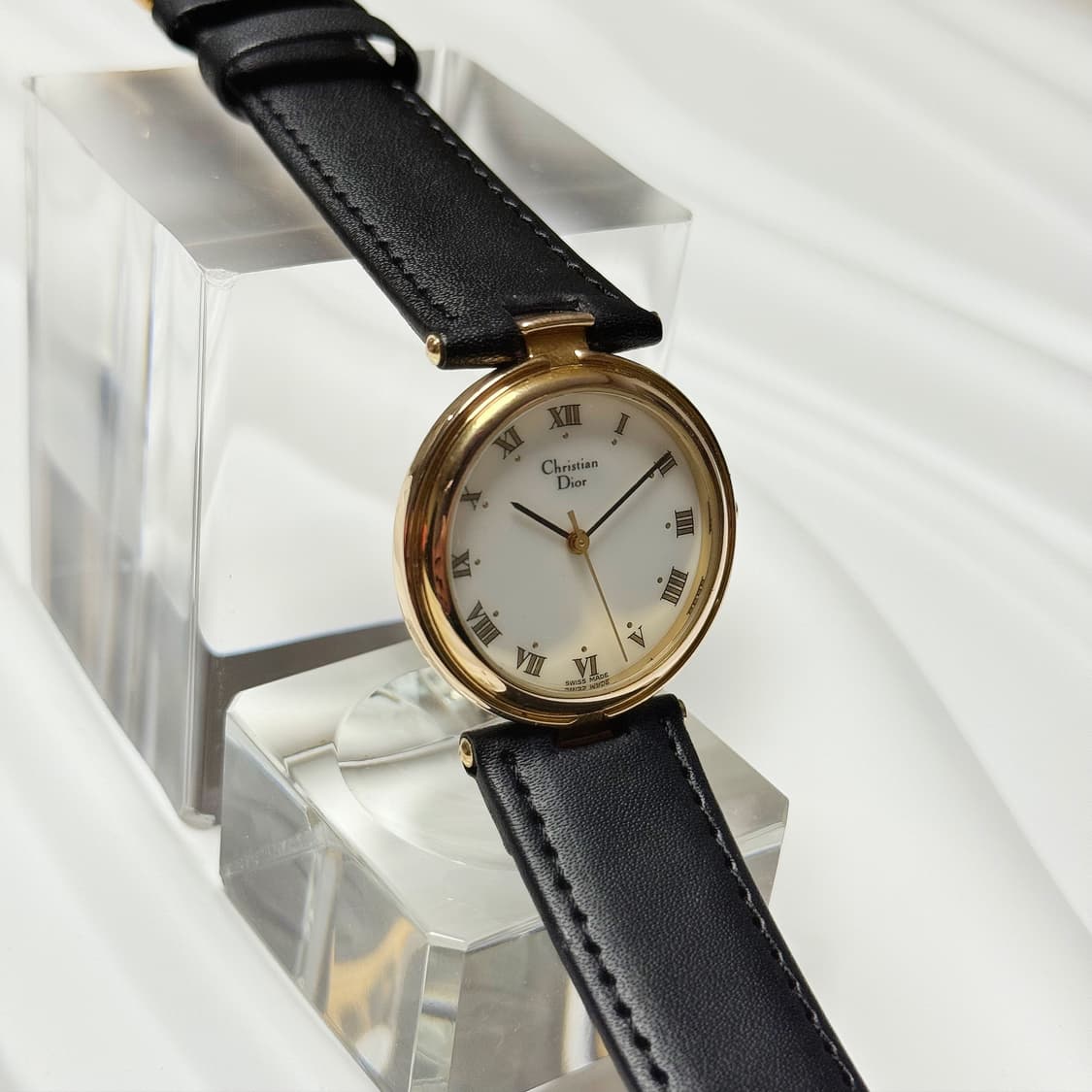 빈티지 Dior 크리스찬 디올 골드 라운드 로만 인덱스 워치 상품이미지2