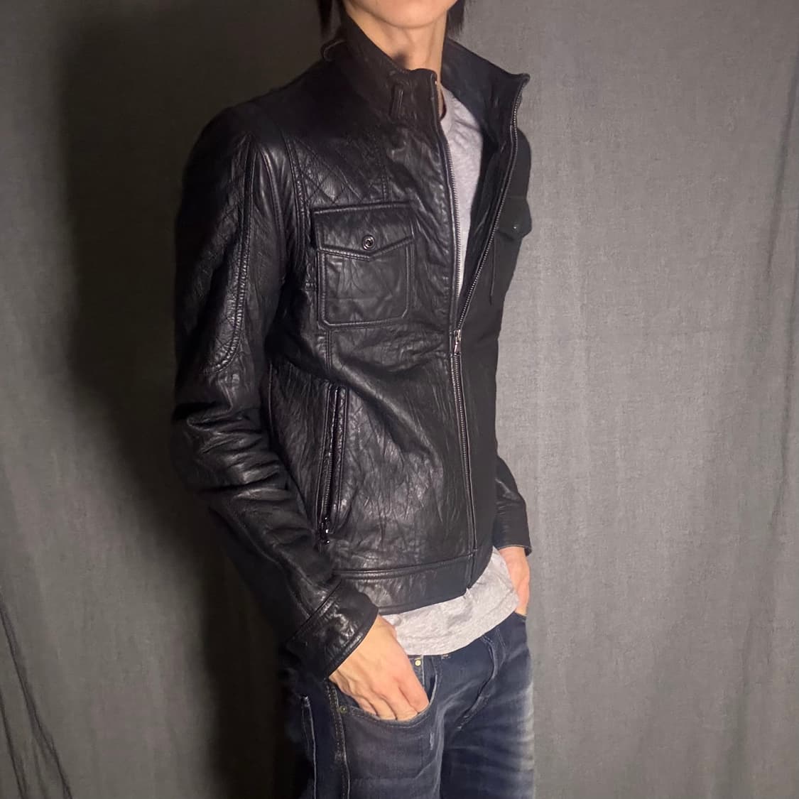 빈티지 블랙 양가죽 자켓 상품이미지3