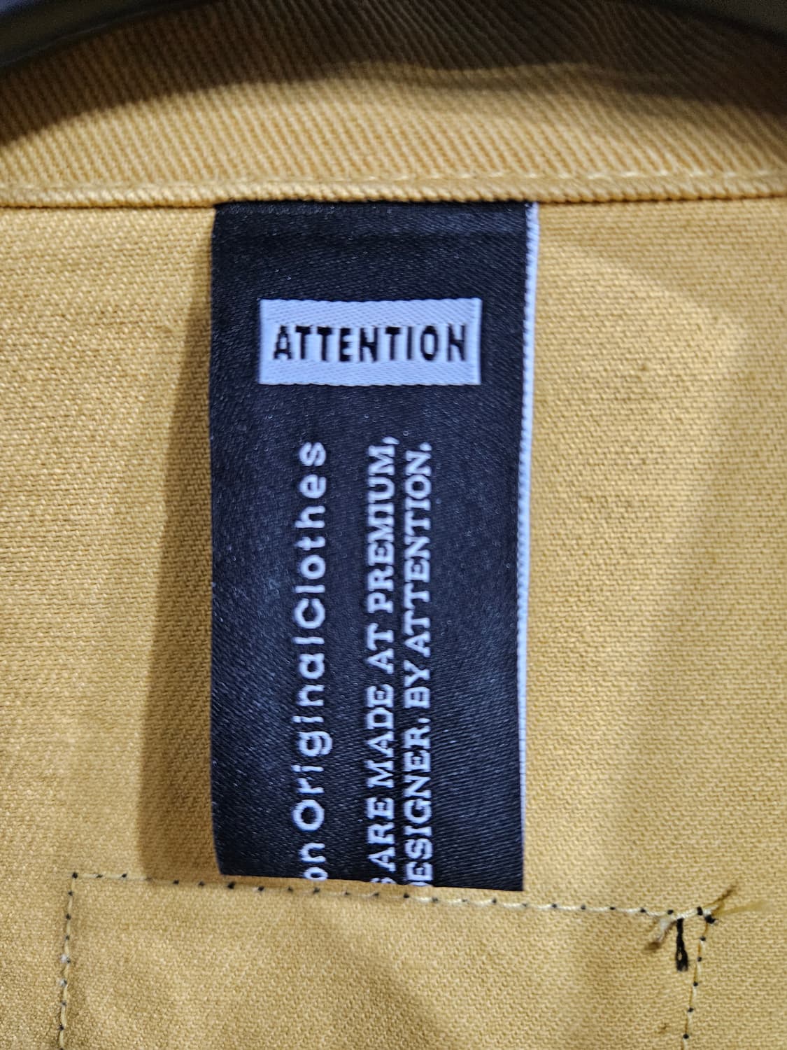 ATTENTION 옐로우 남성 세미오버핏 95~100 데님자켓 상품이미지3