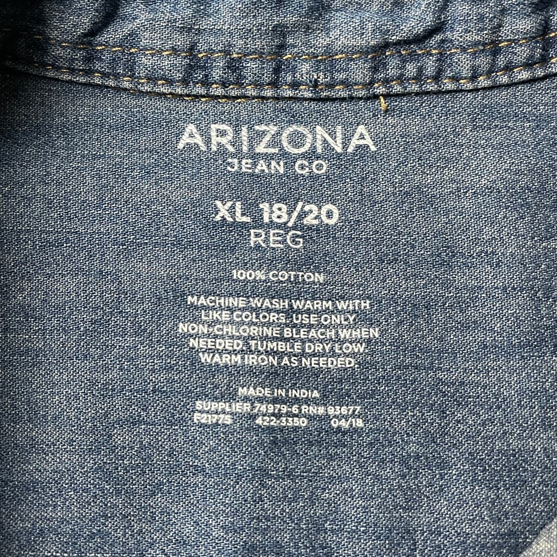 ARIZONA JEAN COMPANY 빈티지 데님 워싱 셔츠 A00549 상품이미지9
