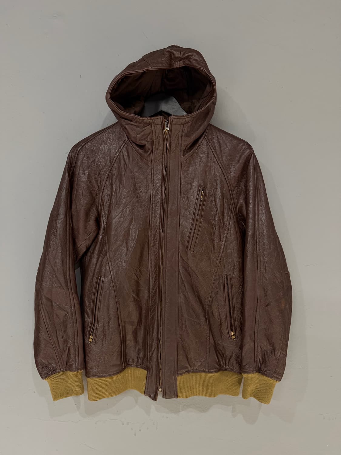 goat skin hood leather jacket 상품이미지5