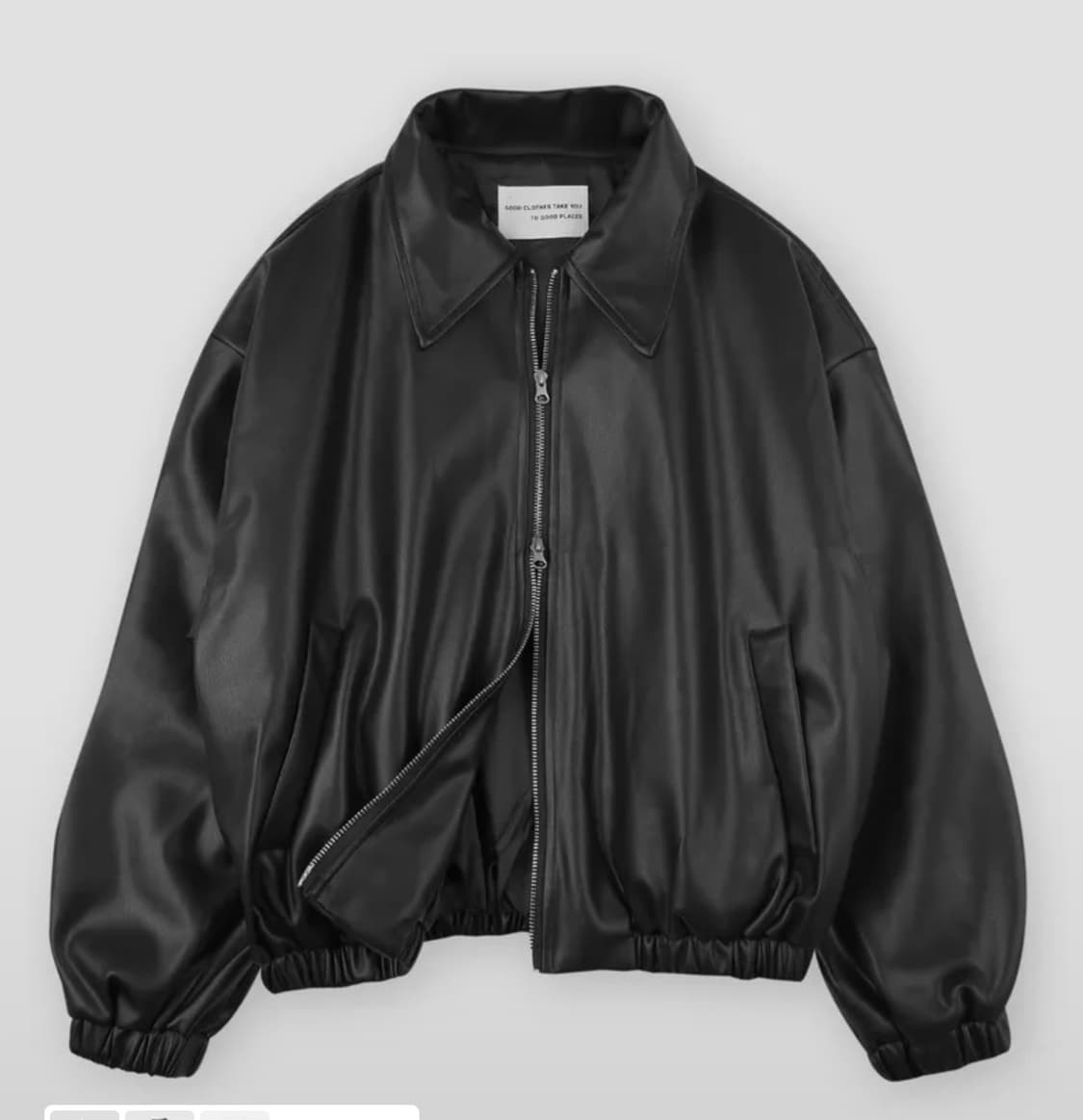 플레이스스튜디오 비건 레더 오버핏 블루종 [블랙] 레더자켓 상품이미지1