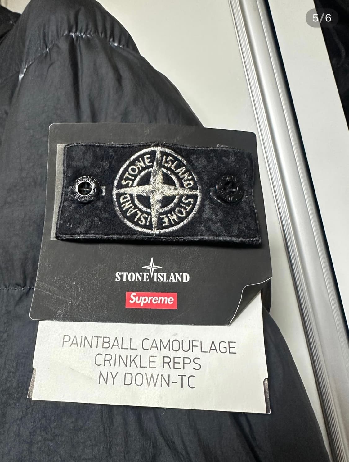 (L) 20FW 슈프림 x 스톤아일랜드 크링클랩스 다운 패딩 블랙 상품이미지5