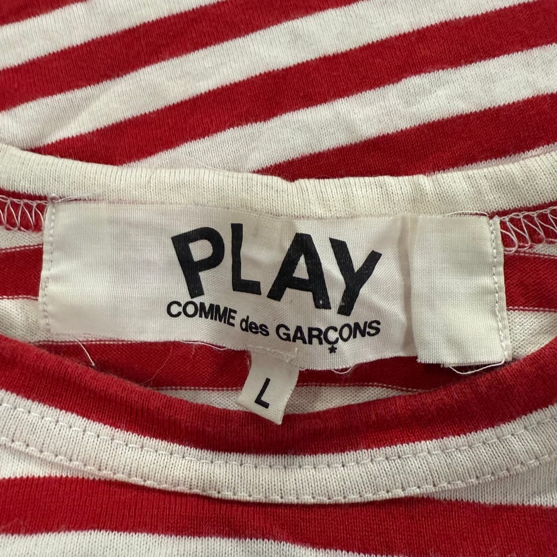 꼼데가르송 레드 스트라이프 단가라 긴팔 롱슬리브 티셔츠 상품이미지6