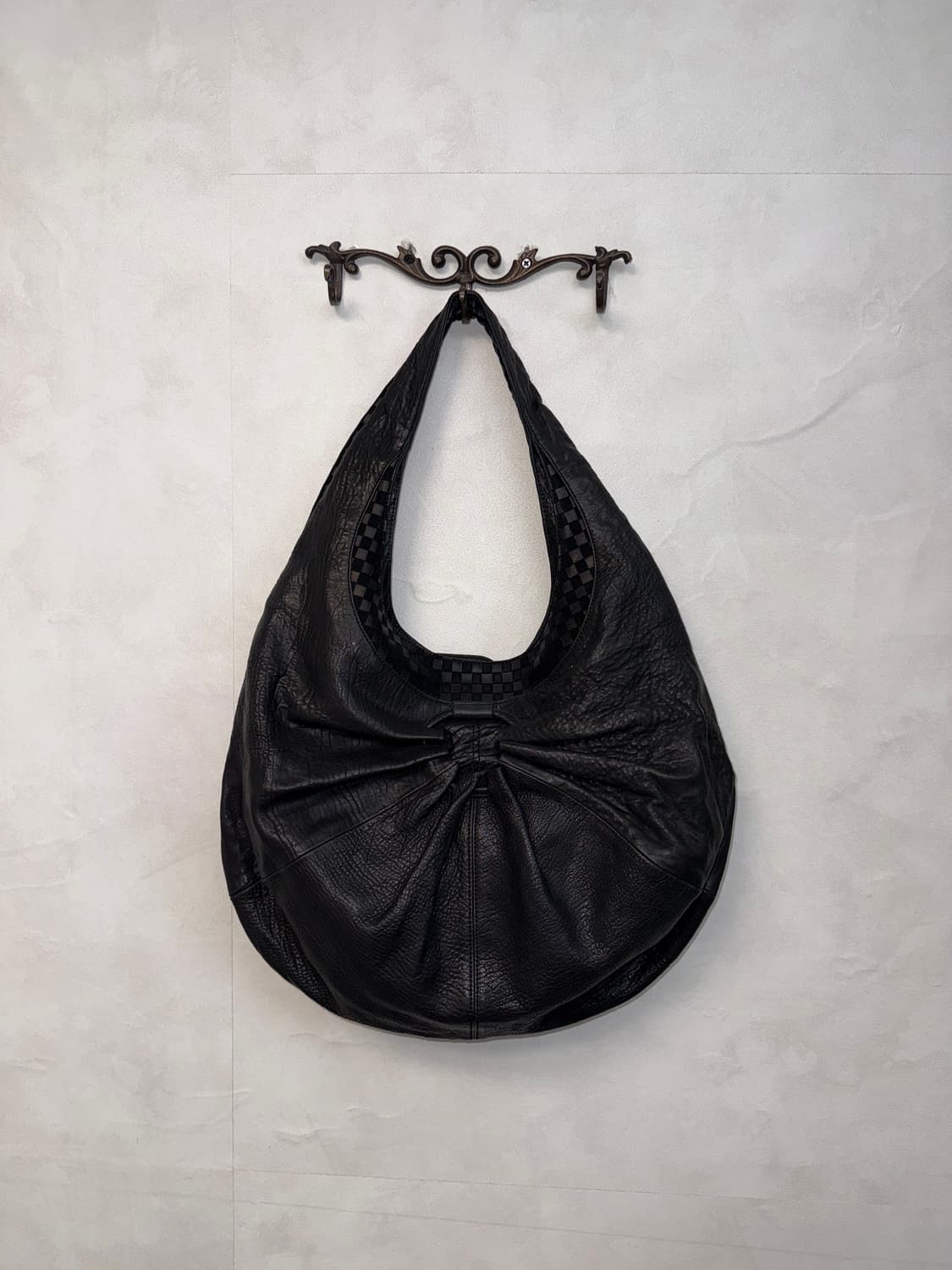 Black checkerboard shirring hobo bag 상품이미지1