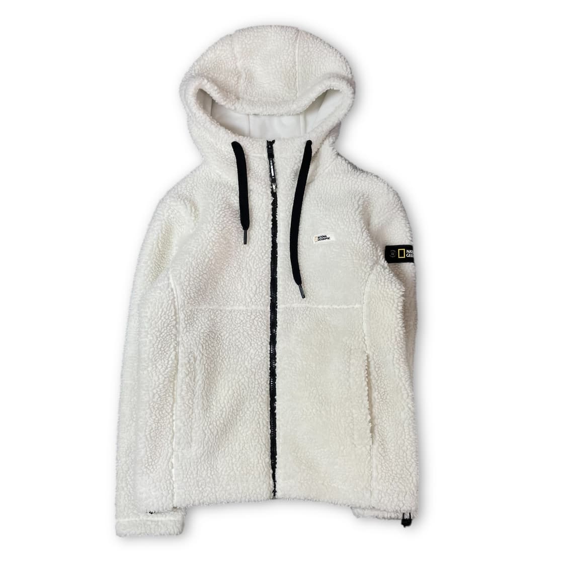 내셔널지오그래픽 화이트 패치 뽀글이 플리스 자켓 XS 상품이미지1