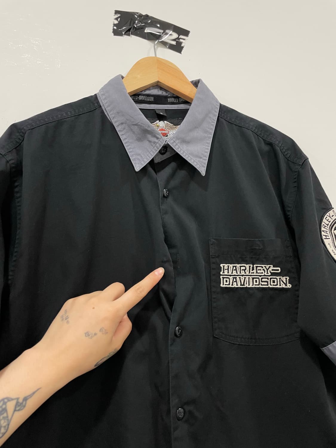 Harley Davidson 할리데이비슨 투톤 빅 로고 반팔셔츠 상품이미지10