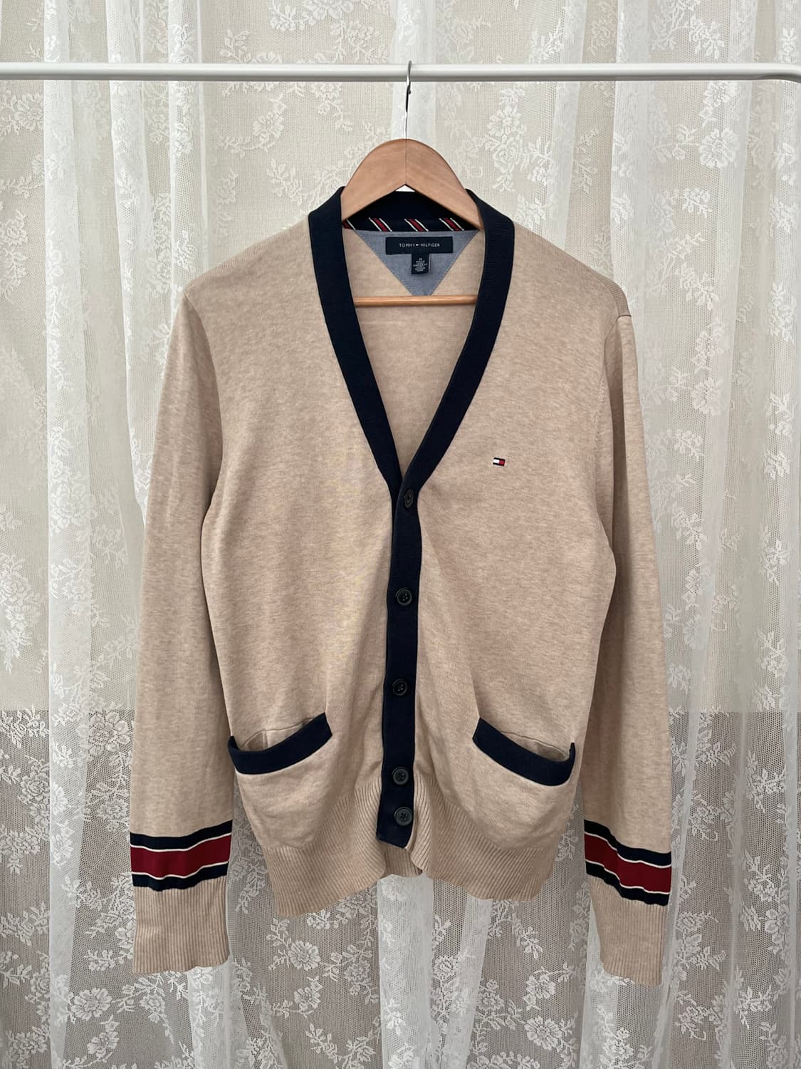M) 타미힐피거 브이넥 가디건 베이지 상품이미지1