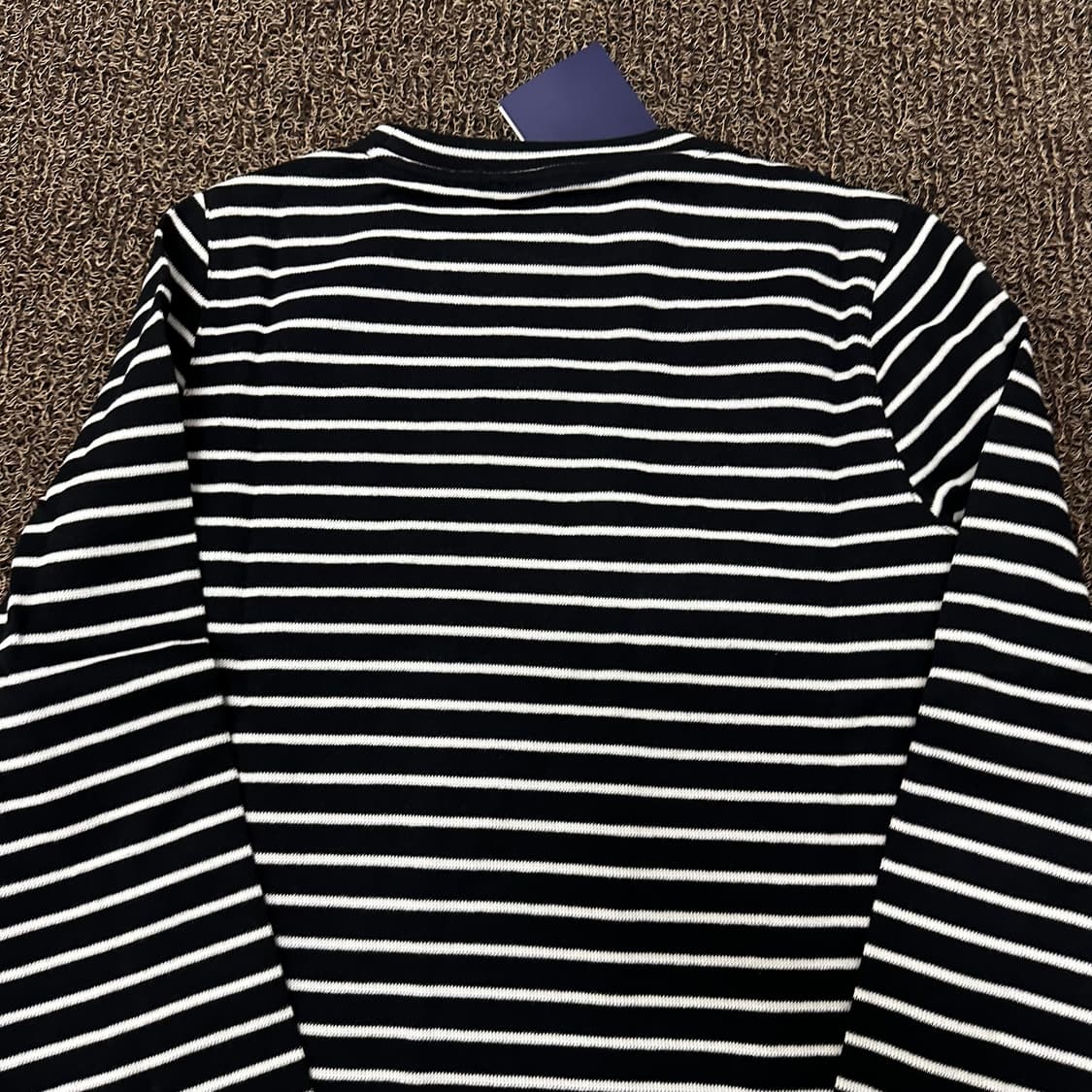 [새상품] 벤시몽 스트라이프 엘보패치 여성 긴팔티셔츠 블랙 L 상품이미지6