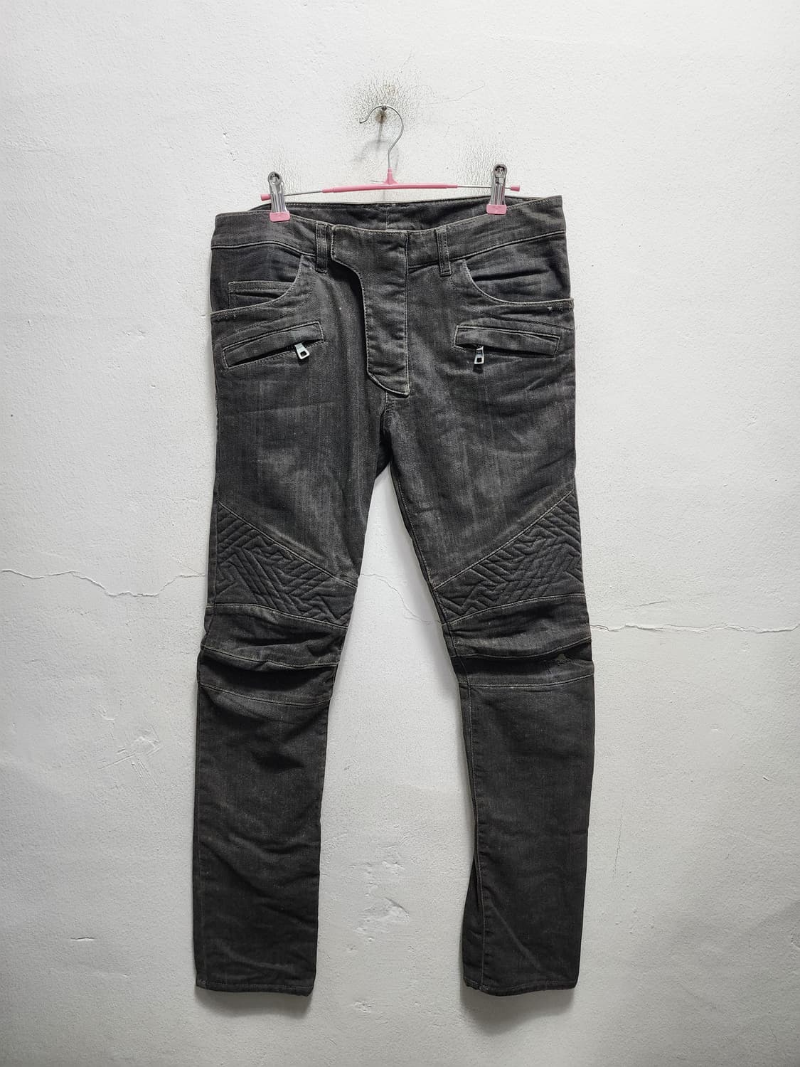 발망 13FW 블랙컬러 지오메트릭 바이커 팬츠 상품이미지1