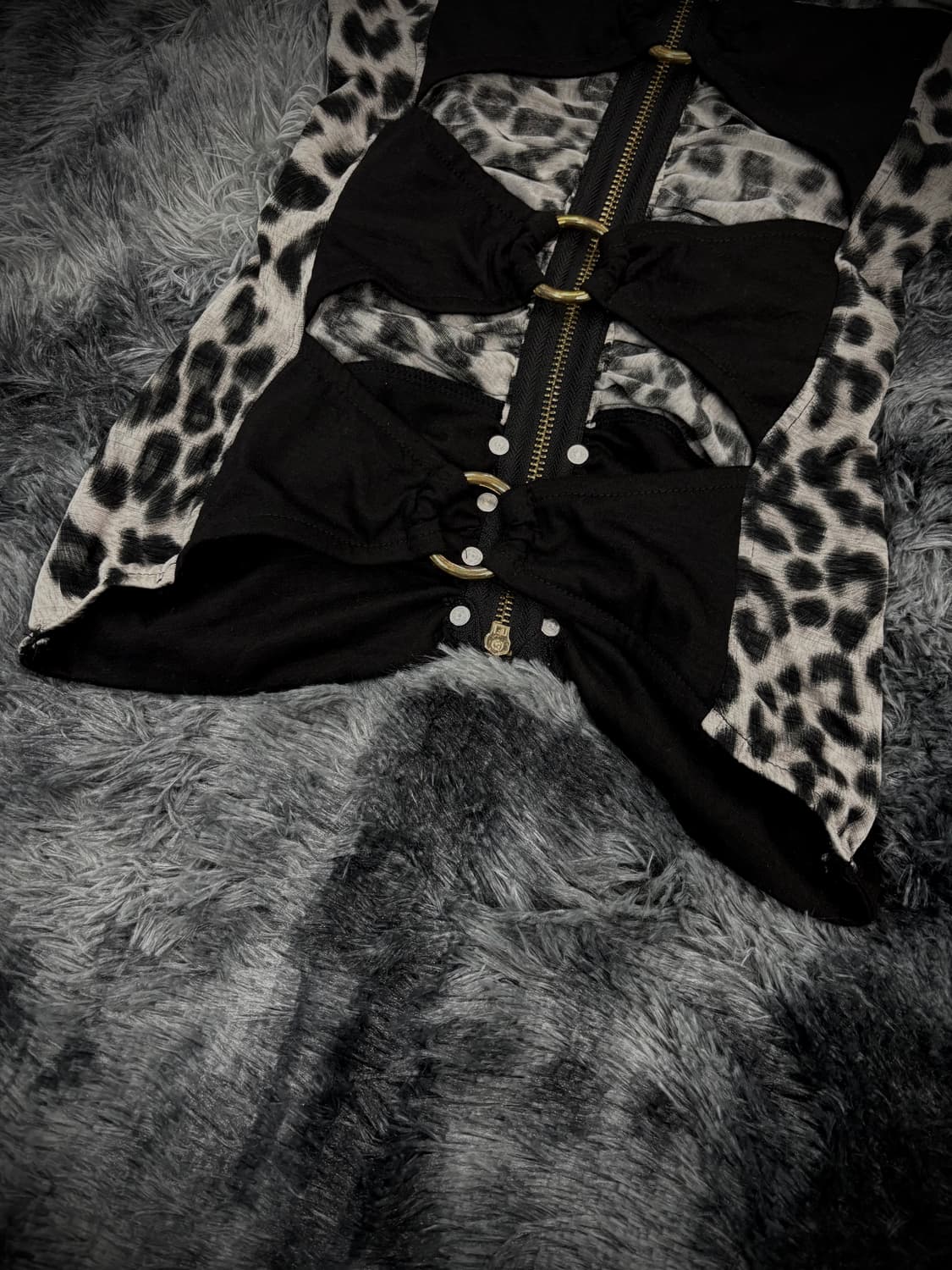 레오파드 코르셋 백컷 집업 탑 상품이미지7