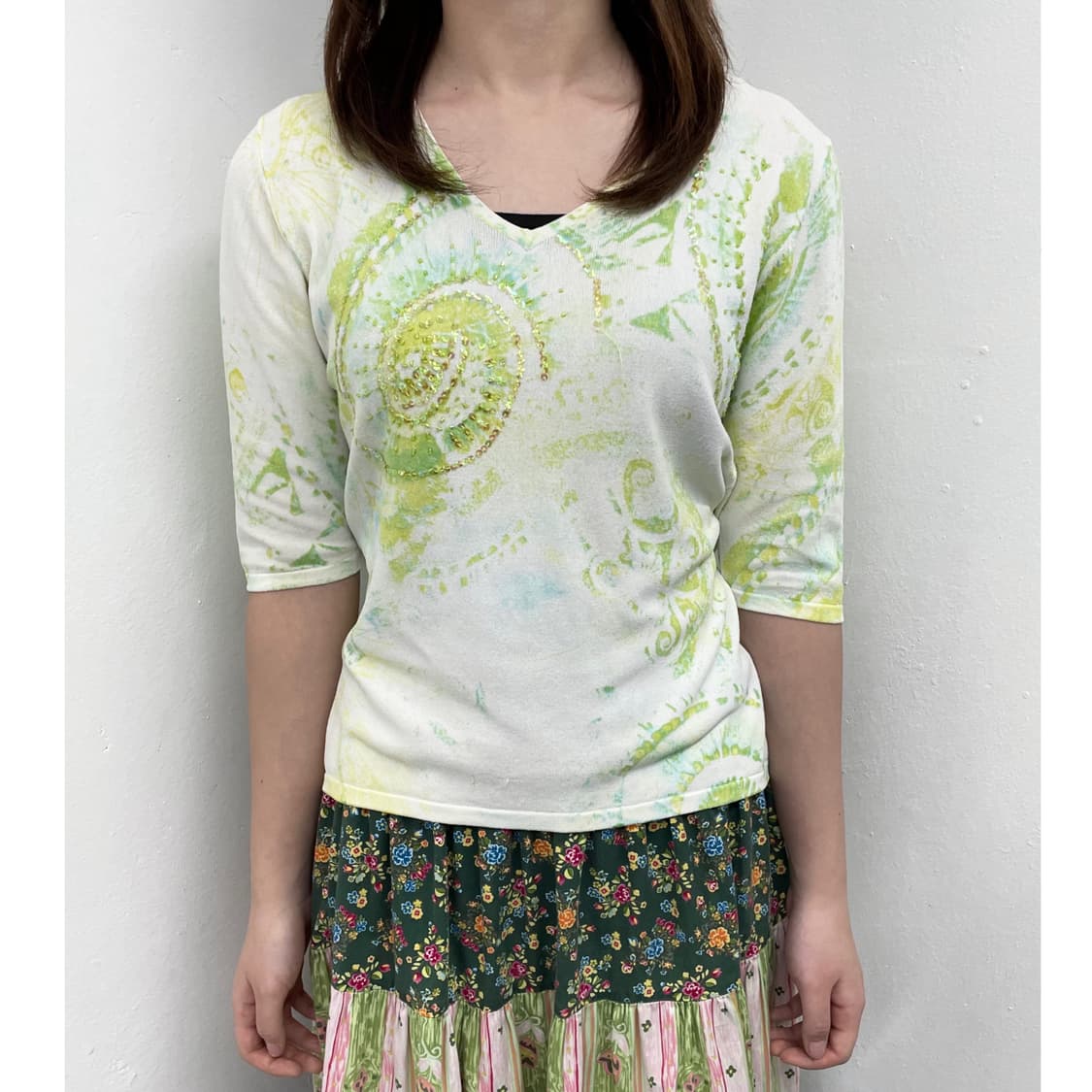 페어리 몽환 플라워 비즈 탑 상품이미지1