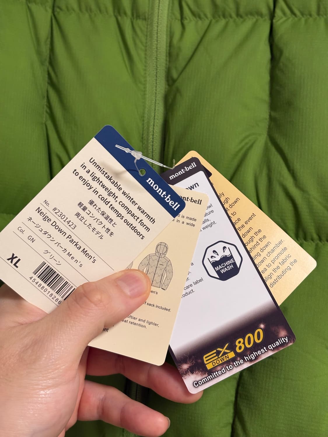 [XL] 몽벨 'US' 네이지 다운 파카 '그린' 민트급 상품이미지2