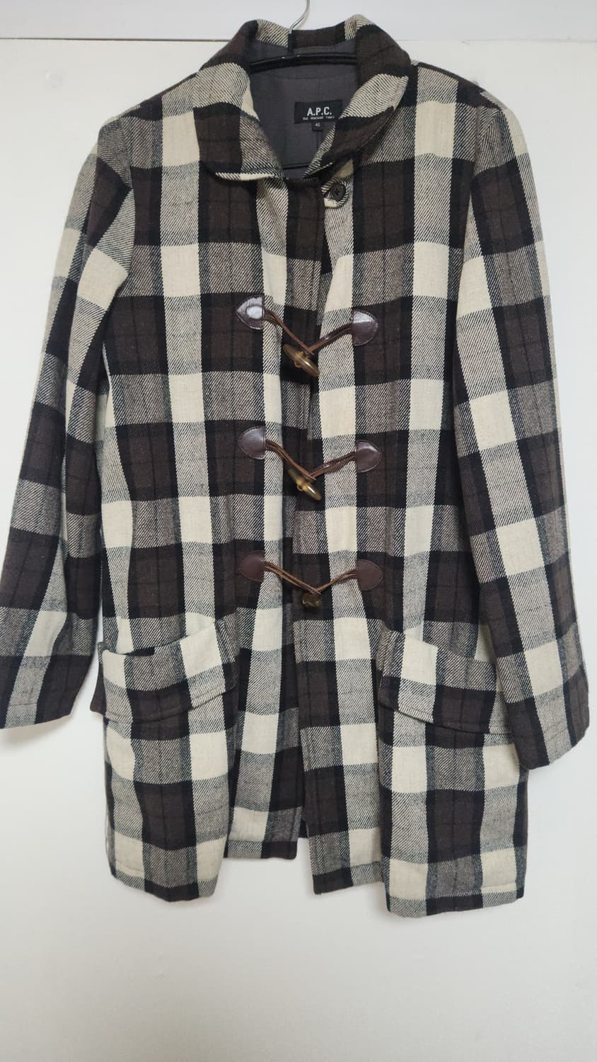 A.P.C. 아페쎄 브라운 체크 울 블렌드 더플 코트 상품이미지2