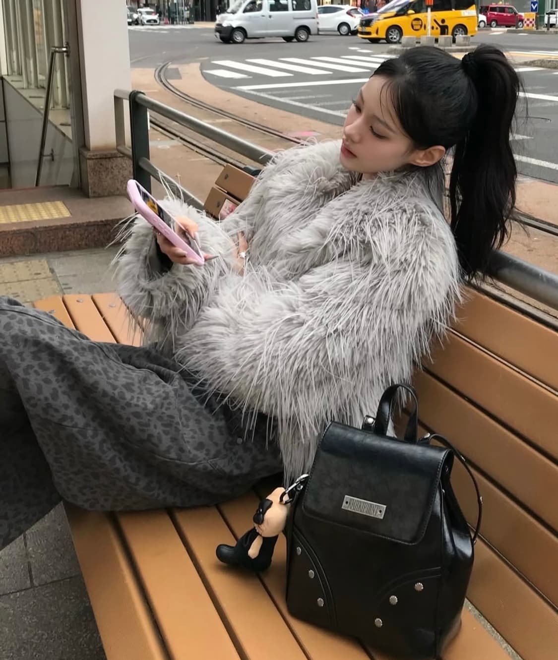 카키포인트 샤기 퍼 자켓 그레이 상품이미지1