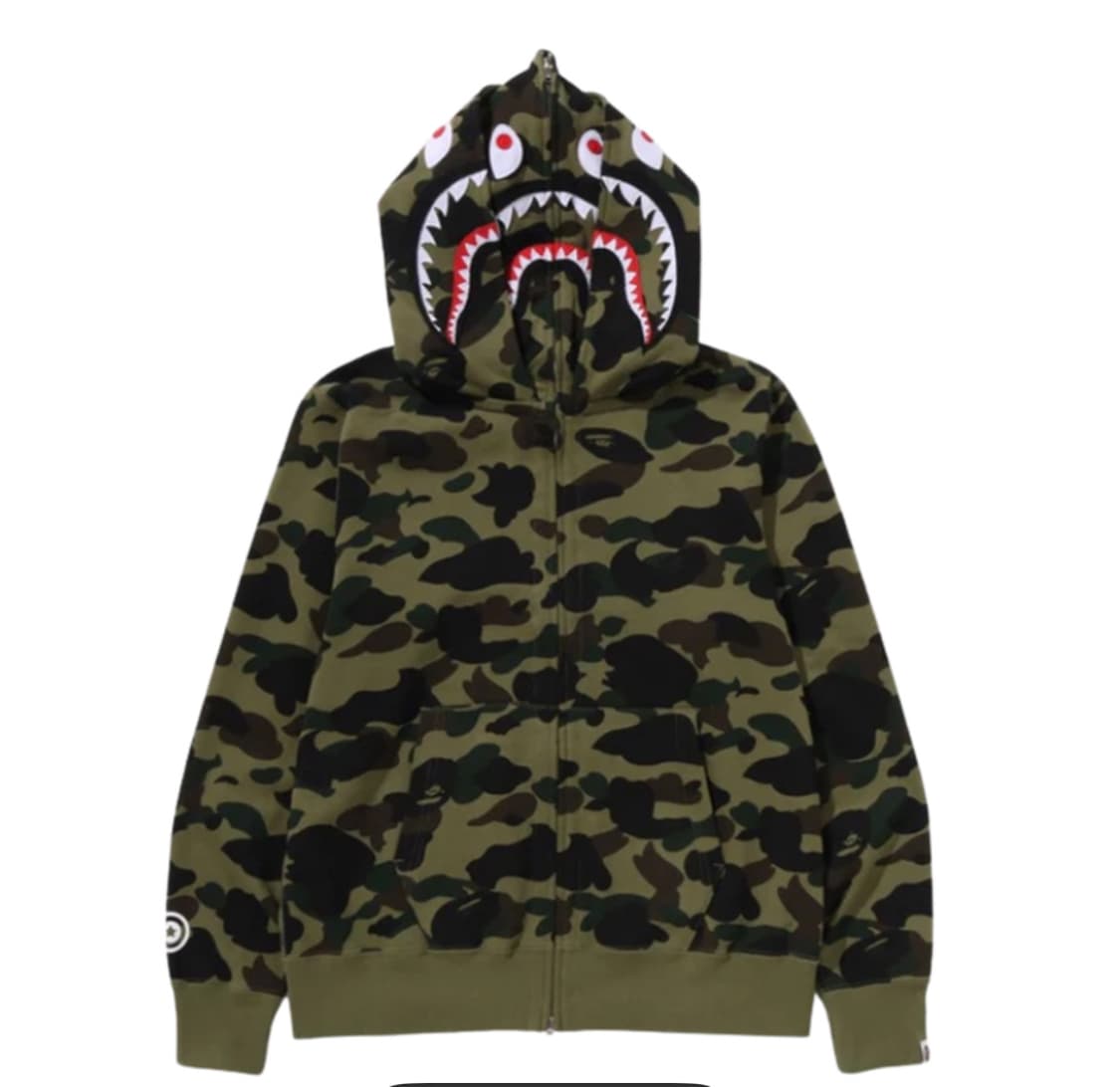 베이프 카모 샤크 후드집업 그린 상품이미지1