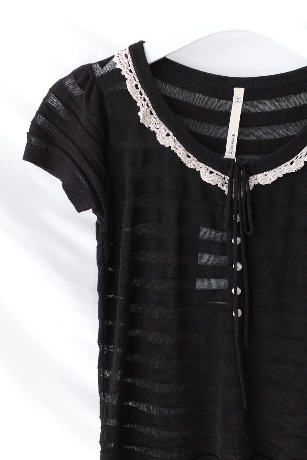 stripe see-through lace half T  상품이미지2