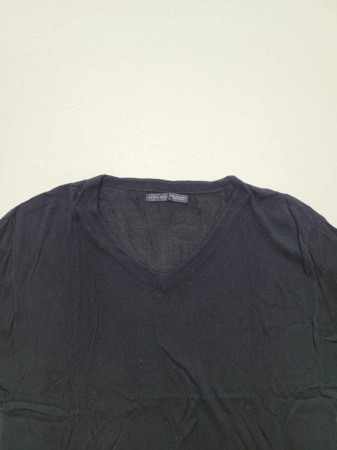 자라맨 ZARAMAN V넥 반팔 니트 105 블랙 상품이미지4