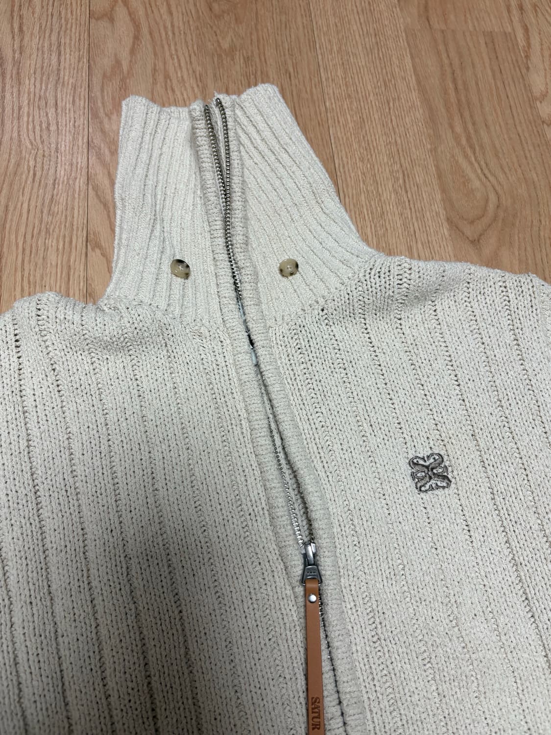 세터 파로 부클 니트 집업 가디건 - 크림 아이보리 상품이미지6