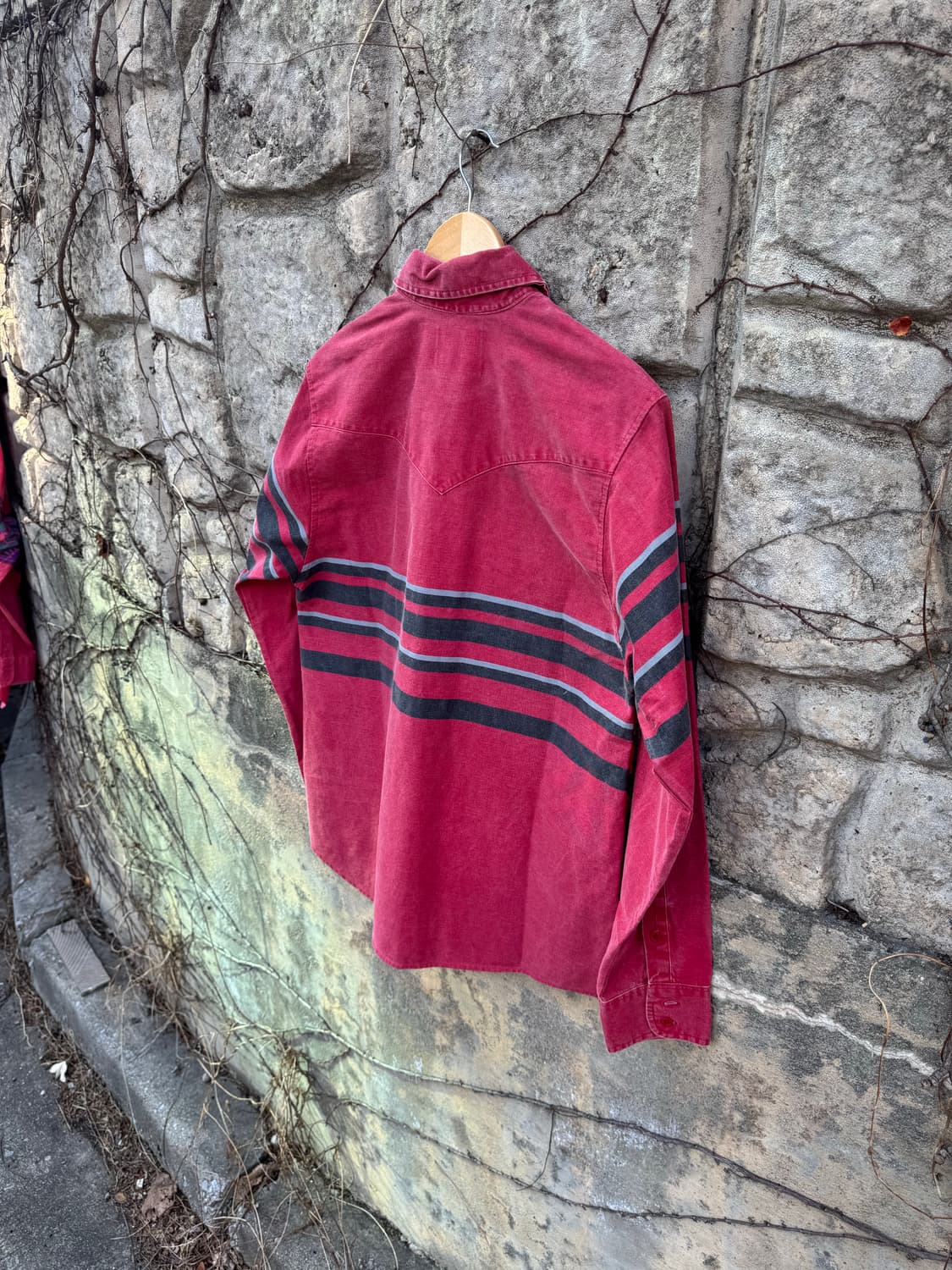 90s 랭글러 빈티지 브러쉬포퍼 페이딩 스트라이프 웨스턴 셔츠 상품이미지4