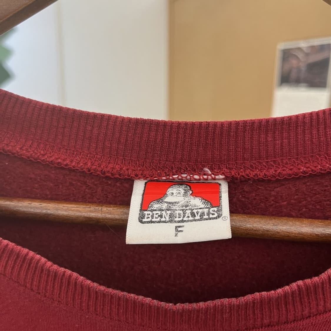 벤 데이비스 빈티지 버건디와인 오버핏 맨투맨 F C10303 상품이미지5