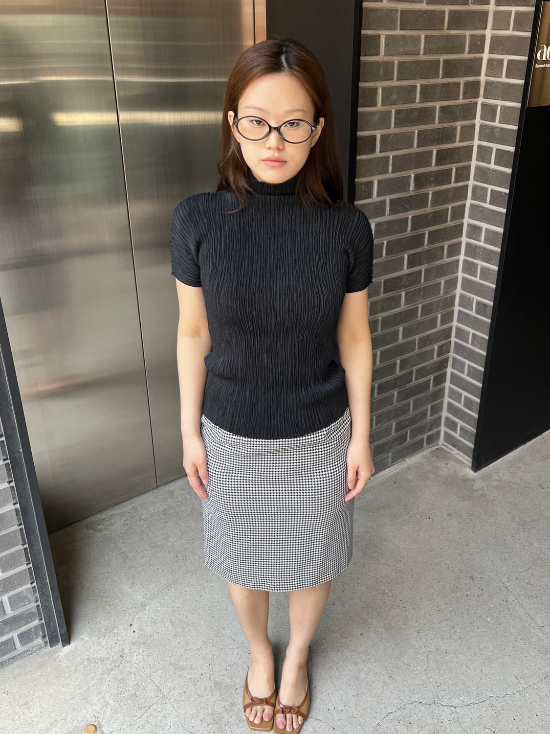 Hiroko Bis 히로코비스 플리츠 탑 블랙 상품이미지2