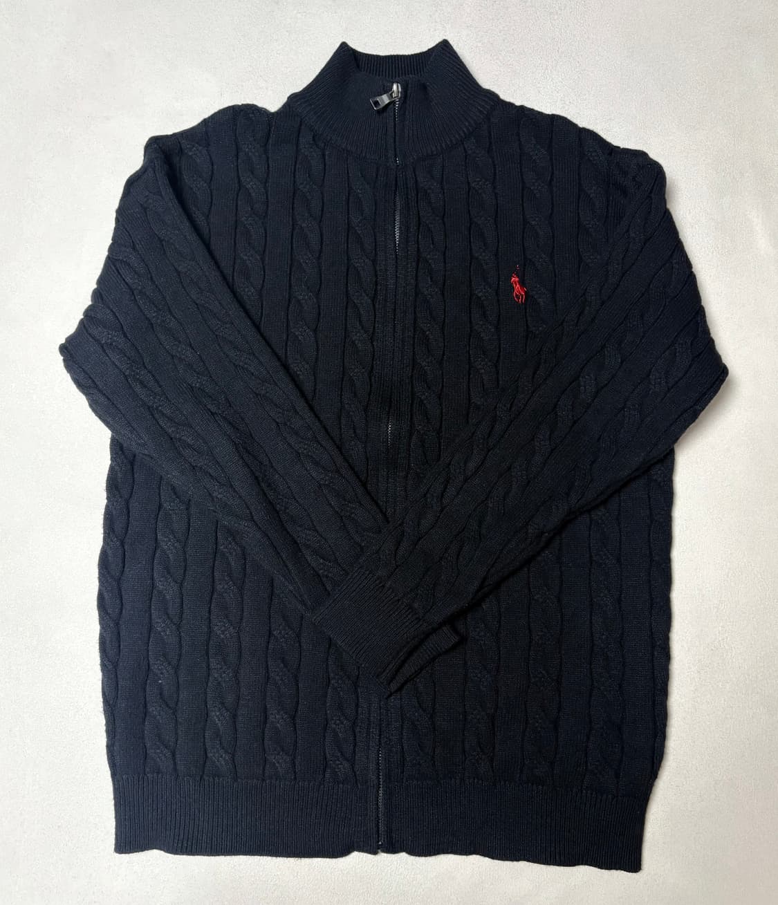 폴로 꽈배기 집업 블랙L 상품이미지1