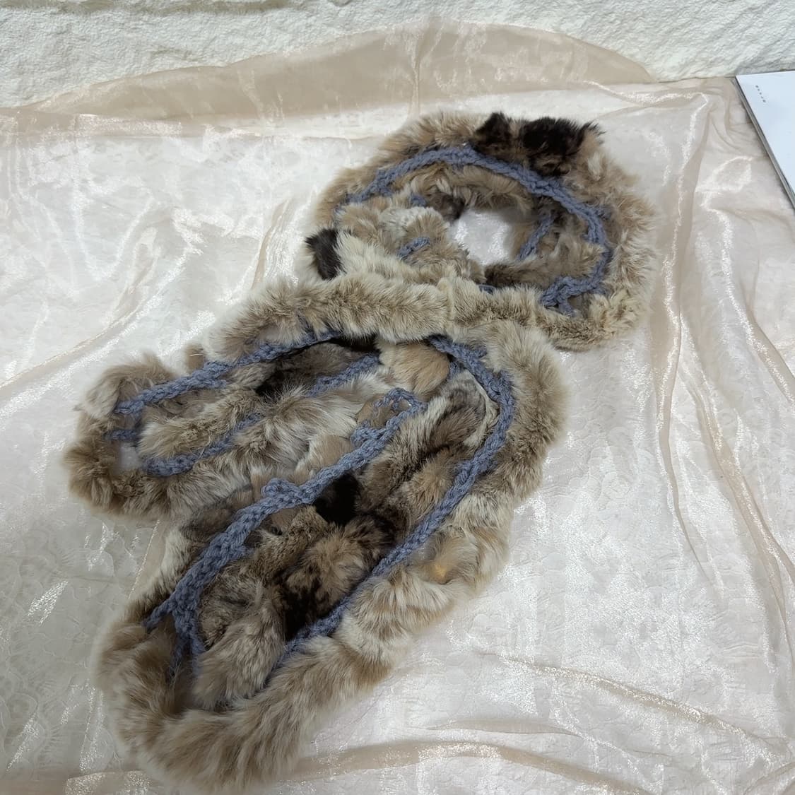 빈티지 래빗 토끼털 프릴 목도리 머플러 상품이미지2