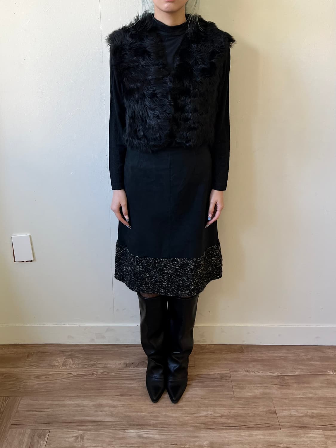 mila schon 블랙 벨벳 스커트 상품이미지7