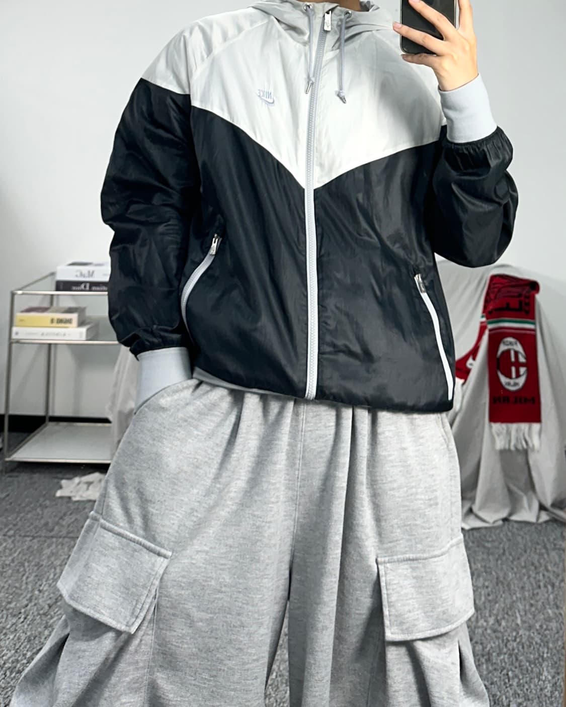 나이키 실버 로고 윈드러너 배색 바람막이 L 상품이미지3