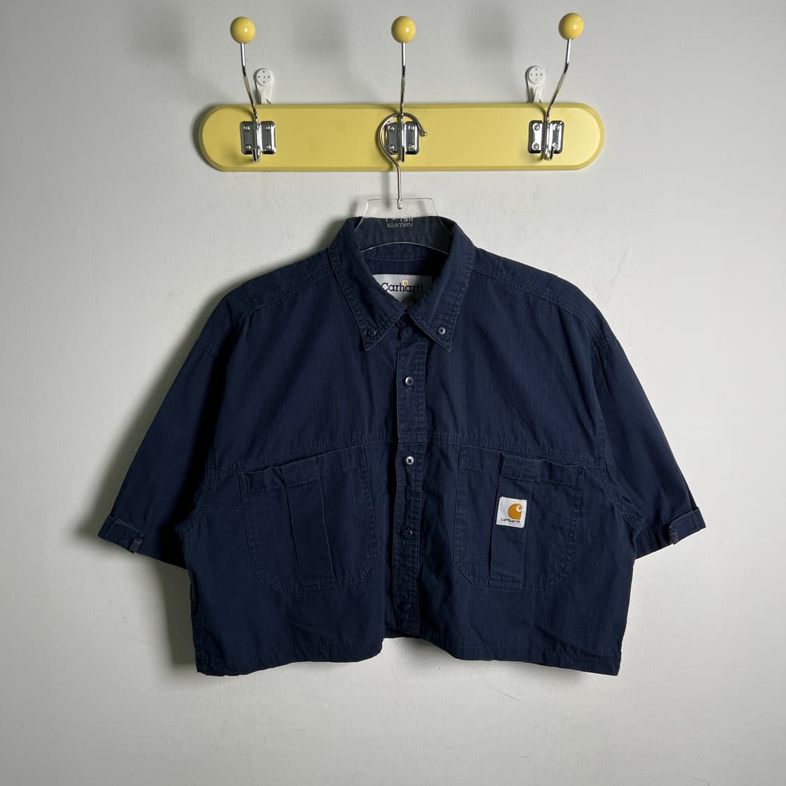 Carhartt 칼하트 네이비 크롭 반팔 워크 셔츠 M 상품이미지1