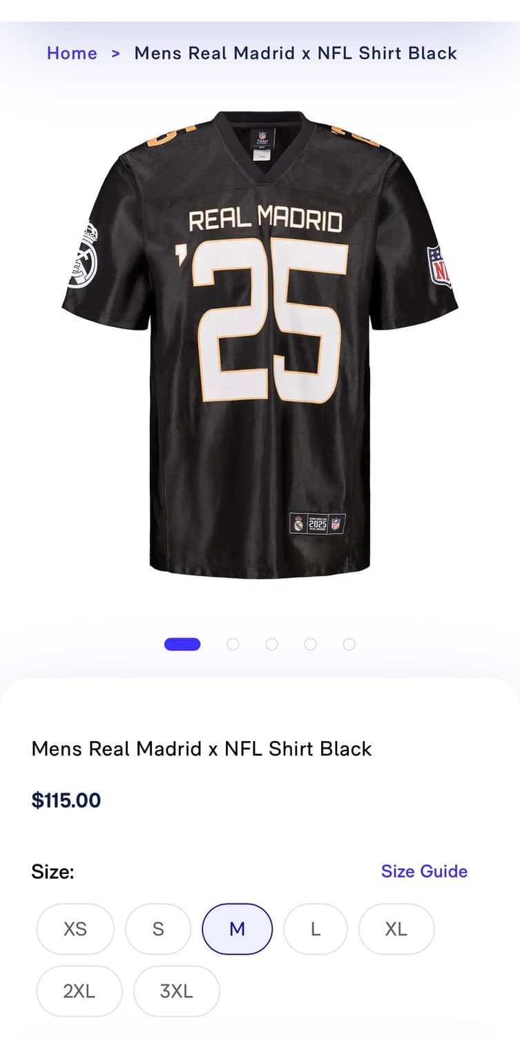 Mens Real Madrid x NFL Shirt Black 상품이미지4