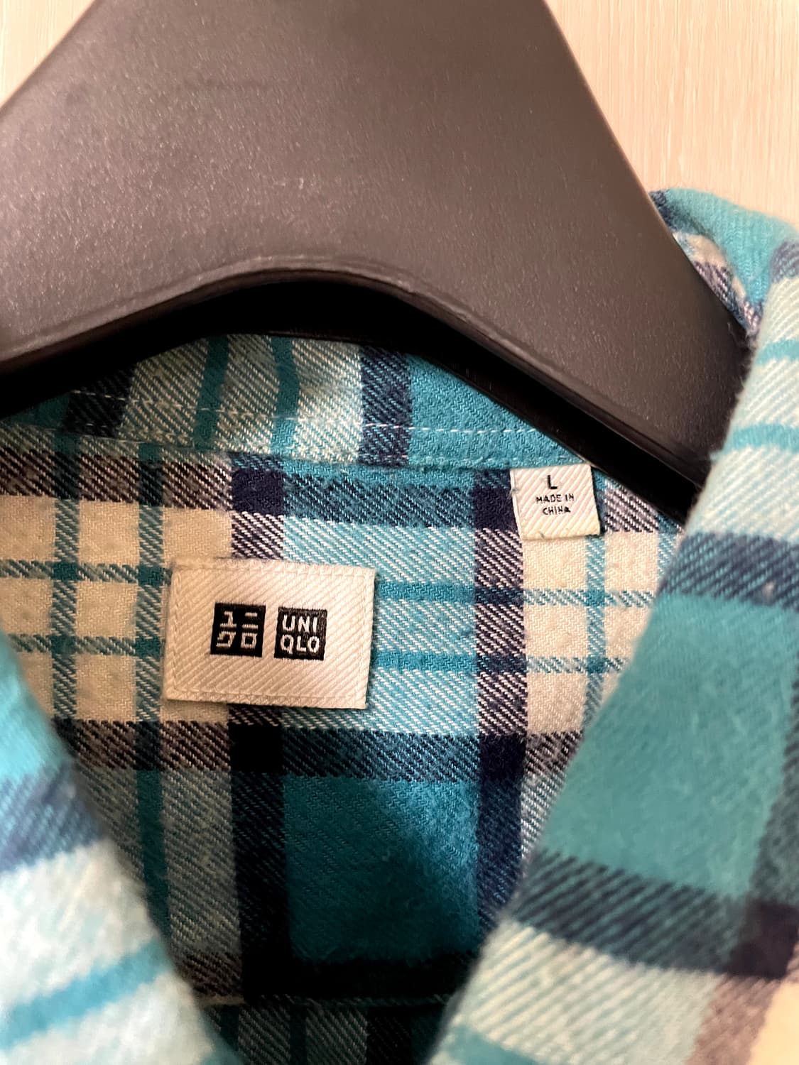 유니클로/ 플란넬 체크 셔츠 터콰이즈 그린/ L 상품이미지6