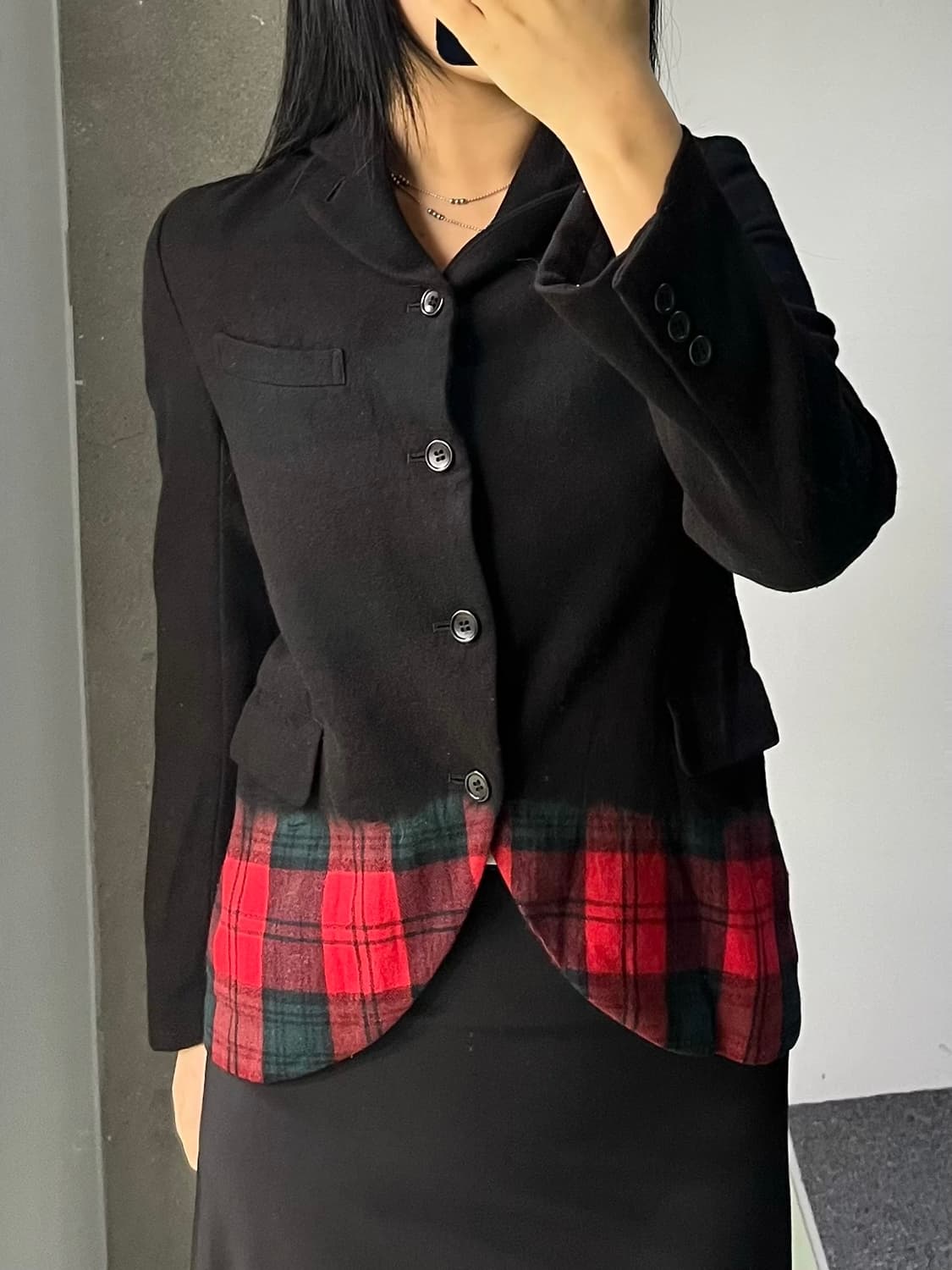 꼼데가르송 블랙 10f/w 체크 울 블레이저 상품이미지2