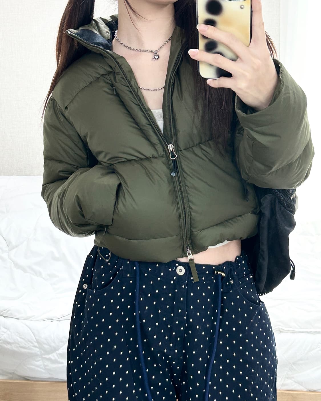 폴로 카키 투웨이 구스다운 숏패딩 상품이미지4