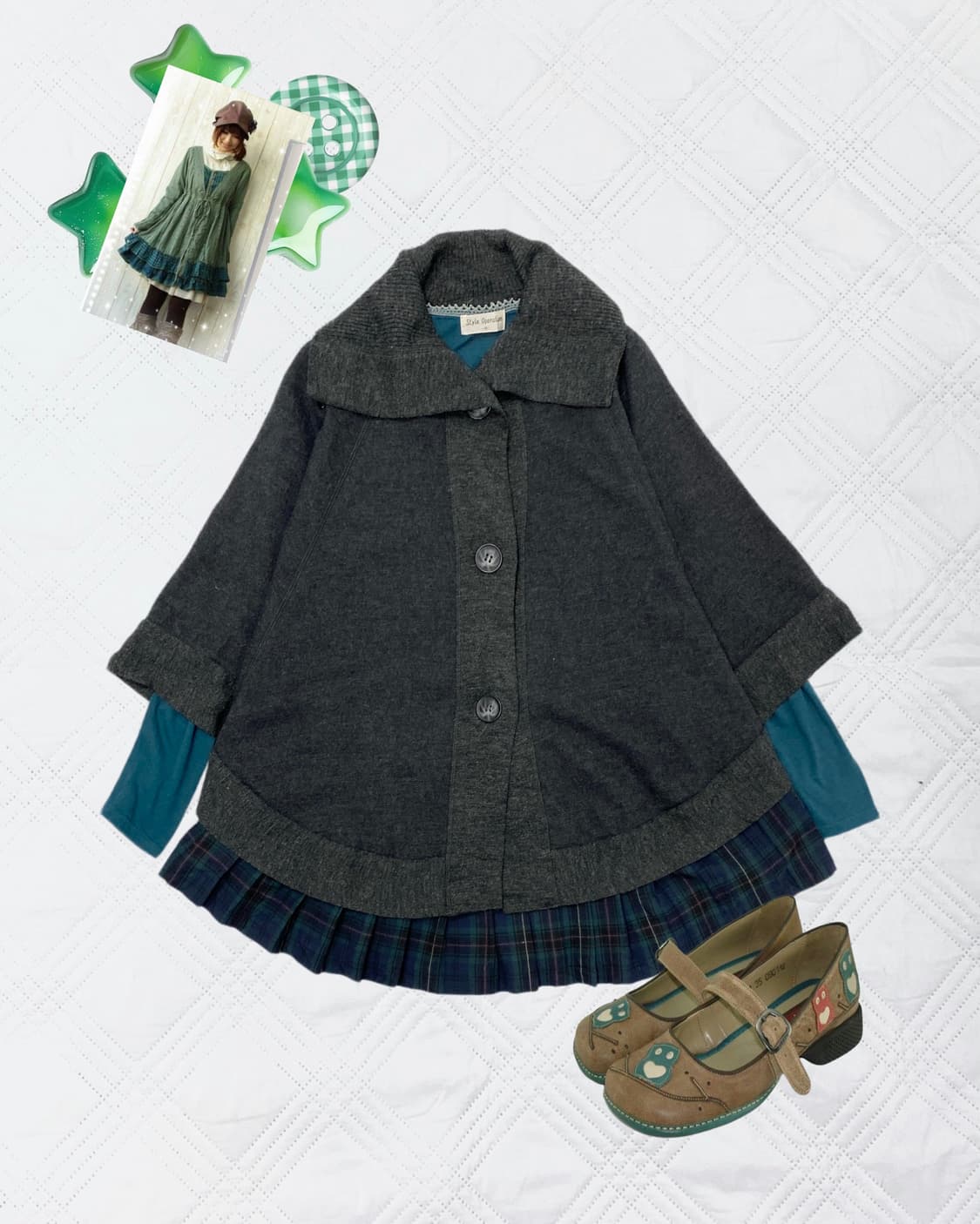 ꒰ঌ 그린 코어 케이프 세트 ໒꒱ 상품이미지1