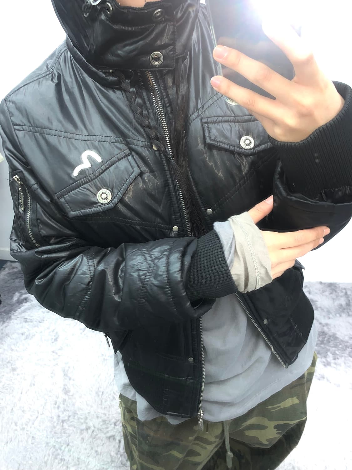 에비수 블랙 경량패딩 상품이미지1