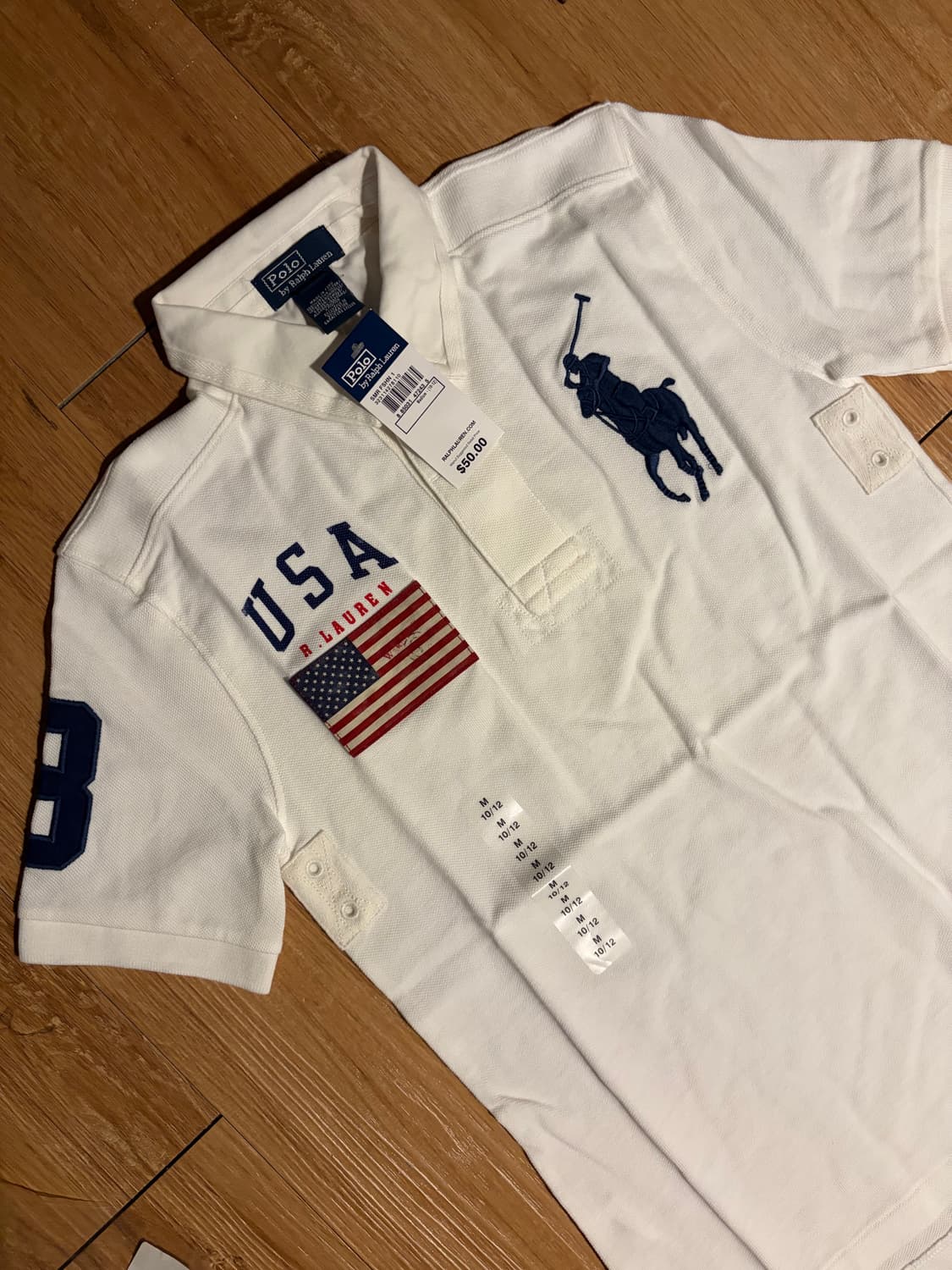 폴로 빅포니 성조기 카라티 반팔 화이트 상품이미지1