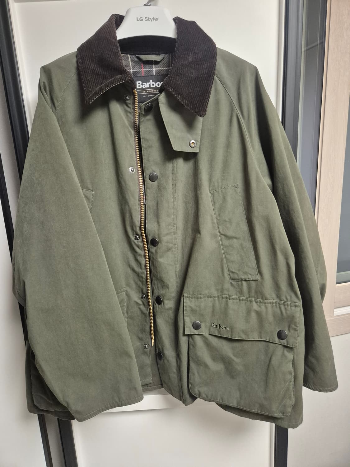 바버 Barbour카키 OS Peached Bedale 논왁스 비데일 상품이미지2