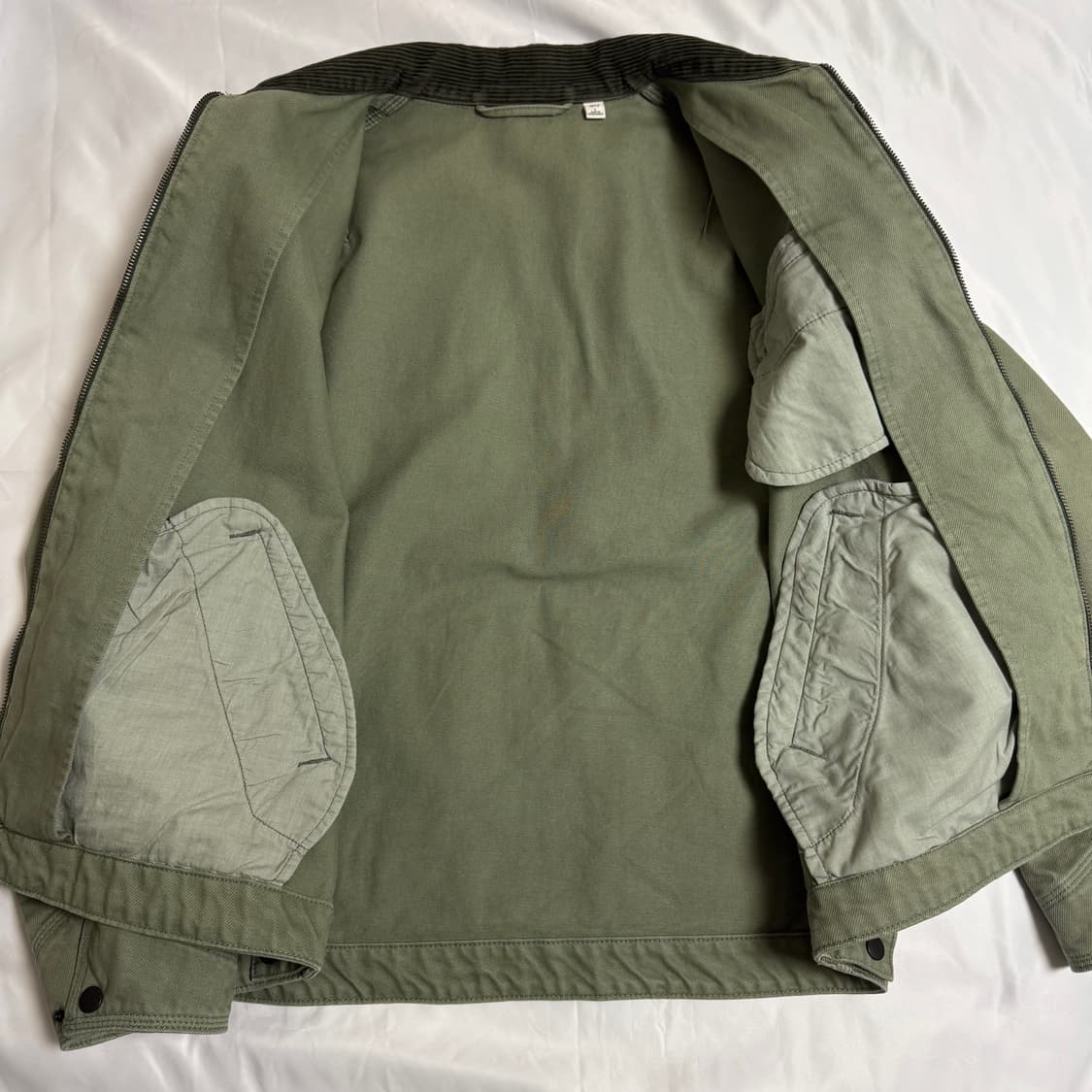 [L] GU 워시드 코튼 워크자켓 올리브  상품이미지7