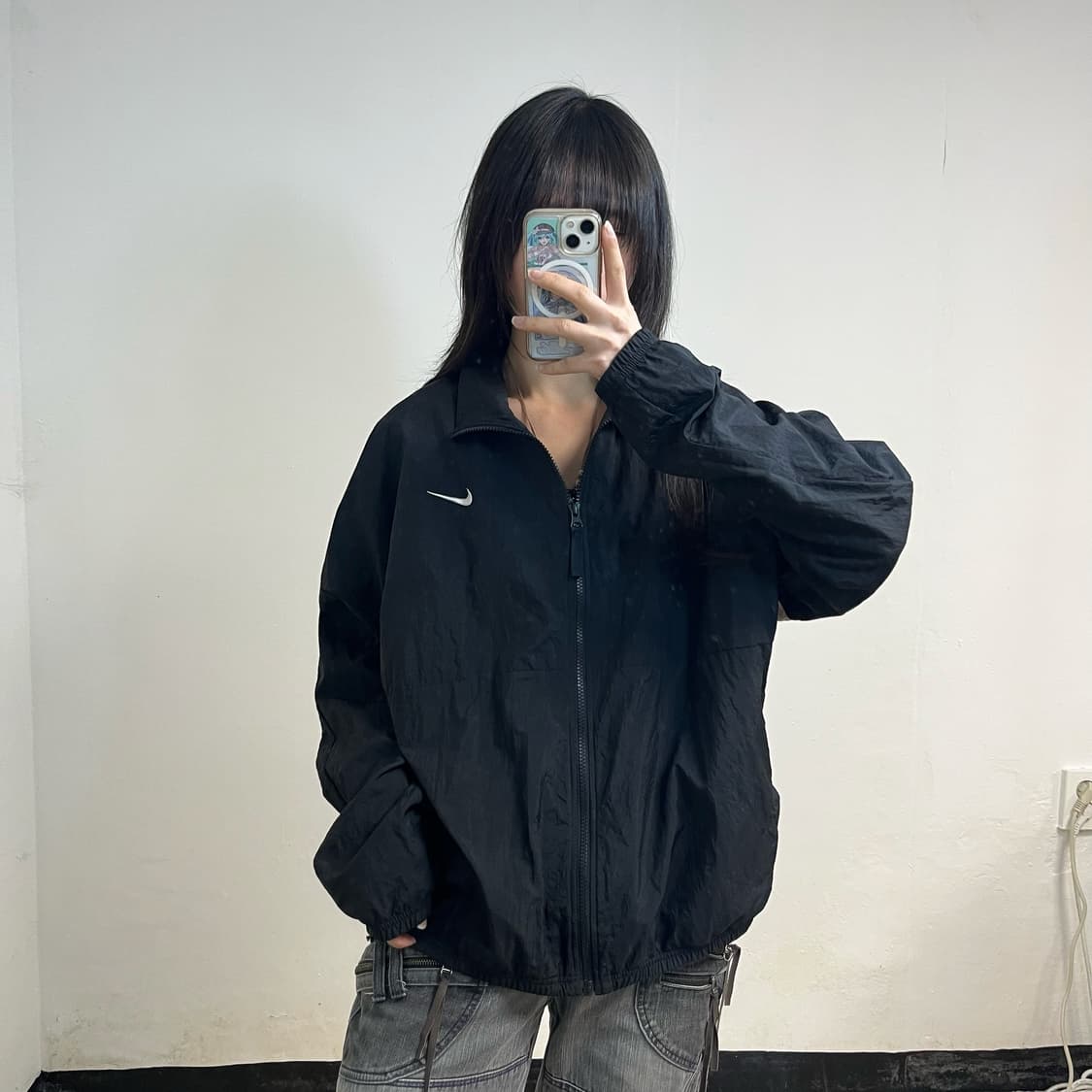 Nike black woven windbreaker 상품이미지1