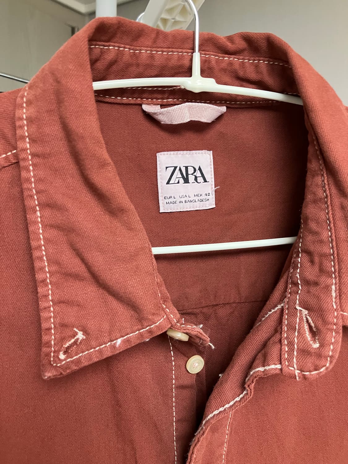 ZARA 반팔셔츠 L 버건디 상품이미지3