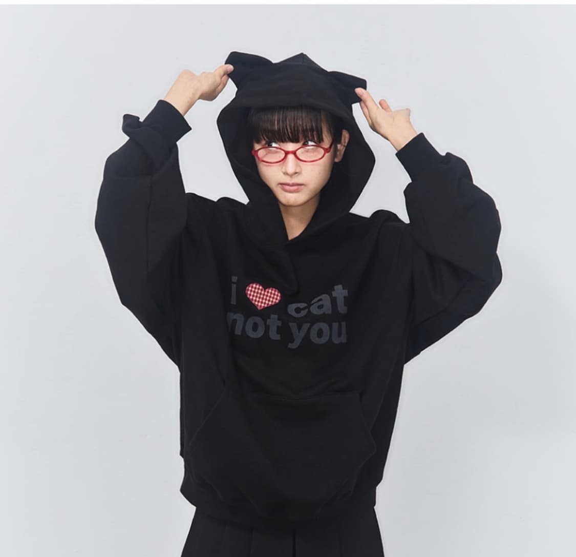 잇자바이브 아이러브캣낫유 이어 후드티 ear 상품이미지1