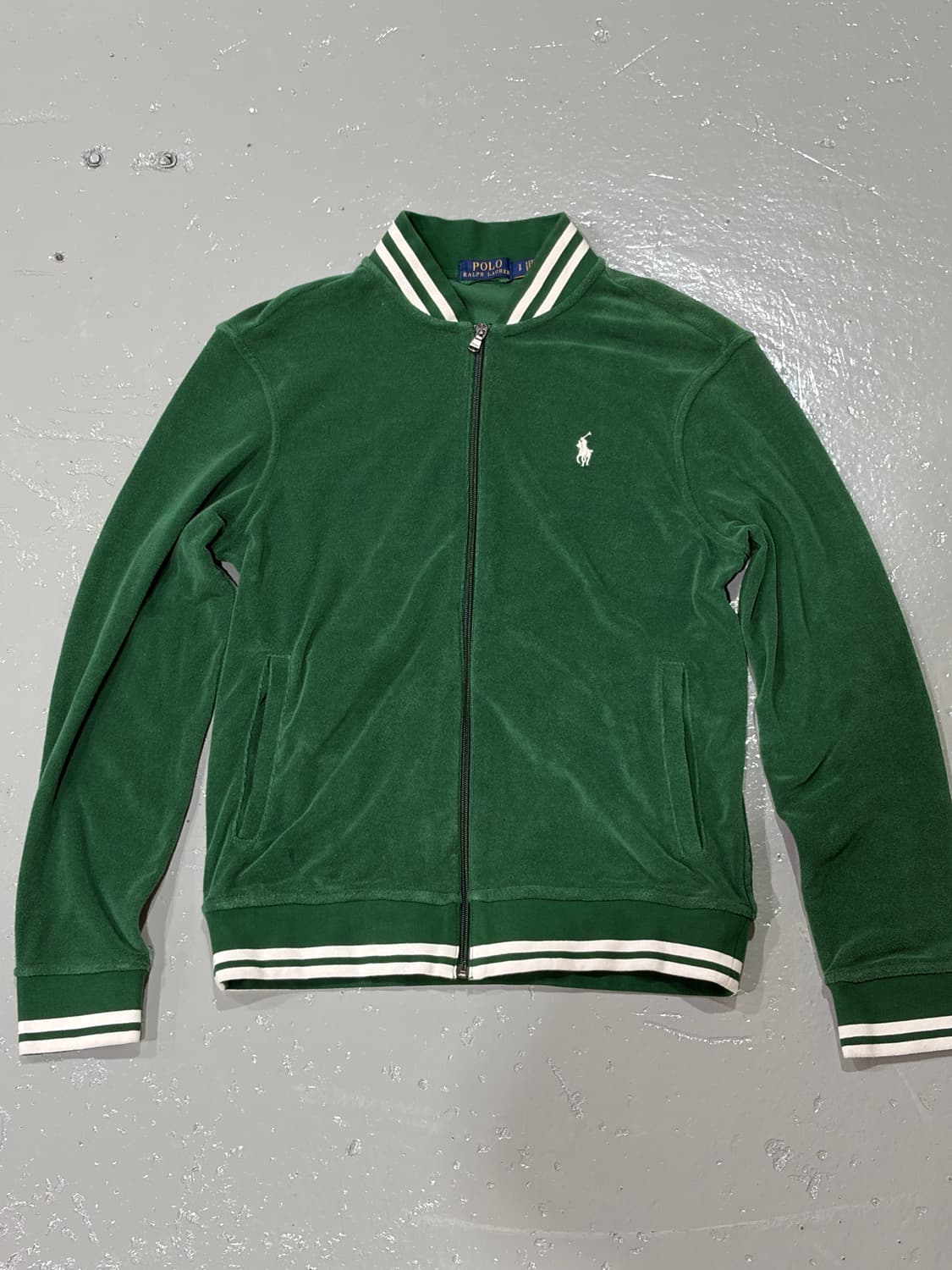 폴로 랄프로렌 그린 바시티 니트 집업 자켓 상품이미지1