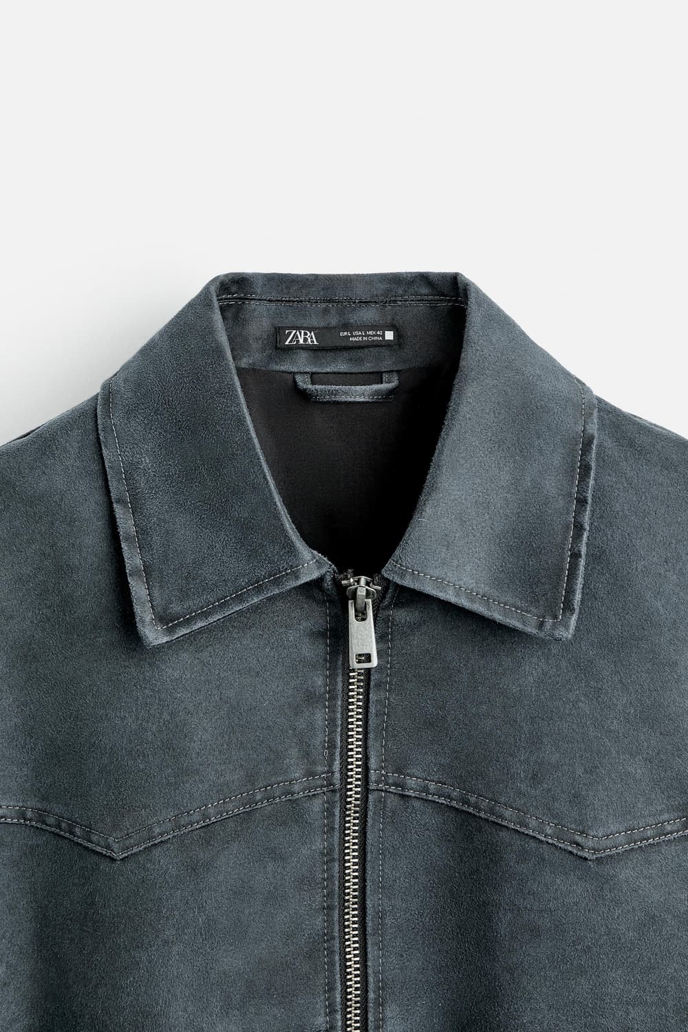ZARA 자라 워시드 크롭 스웨이드 이펙트 봄버자켓 상품이미지3