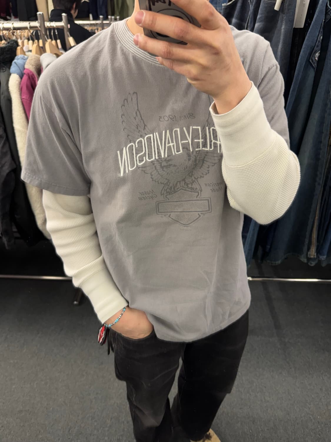 L)90’s할리데이비슨 빈티지 프린팅 Seaford Delaware 반팔 상품이미지1