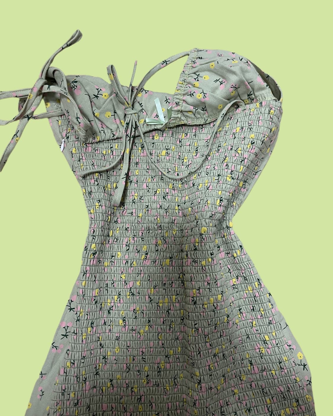 페어리코어 연두색 미니 원피스 상품이미지2